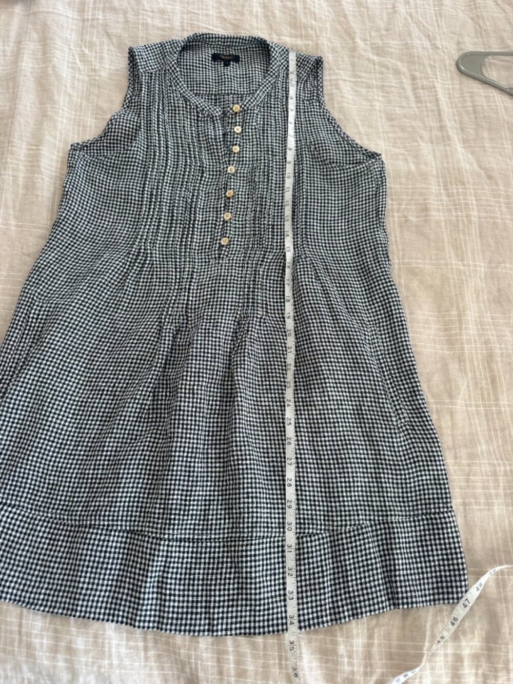 Quince 100% European Linen Sleeveless Swing Dress in Classic Mini Gingham - Picture 13 of 13